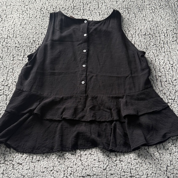 Ann Taylor Loft Black Tank with Button Down and Ruffle Hem Back - Picture 2 of 8